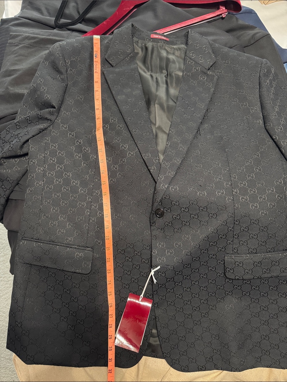 Gucci Black Tonal Monogram Men's Blazer - Picture 14 of 14